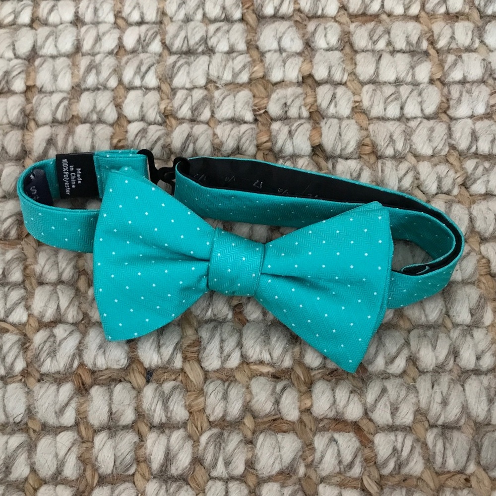 Stafford bow tie turquoise polka dot summer spring